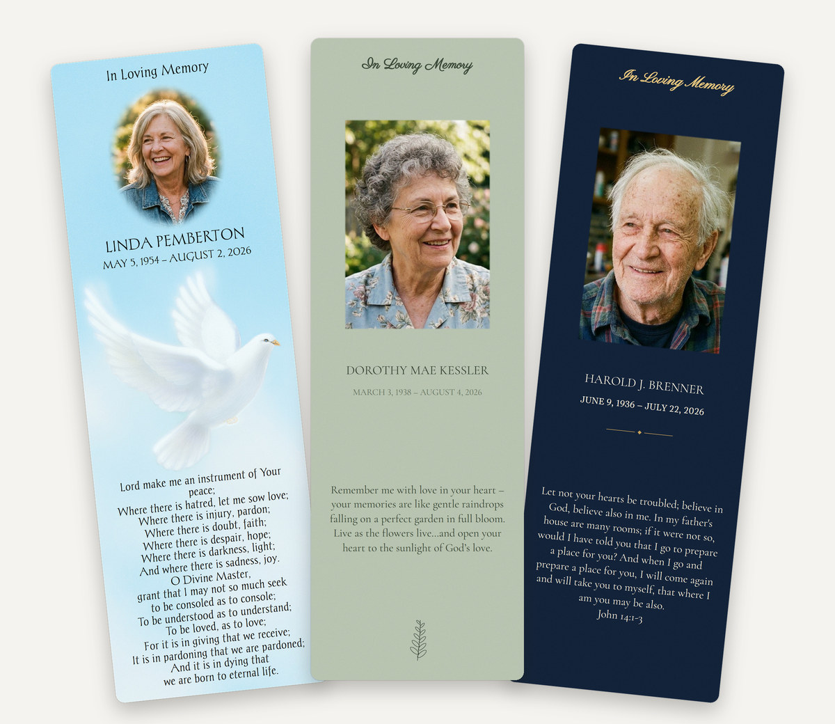 Full-Service Premium Memorial Card Bookmarks — new Design Templates